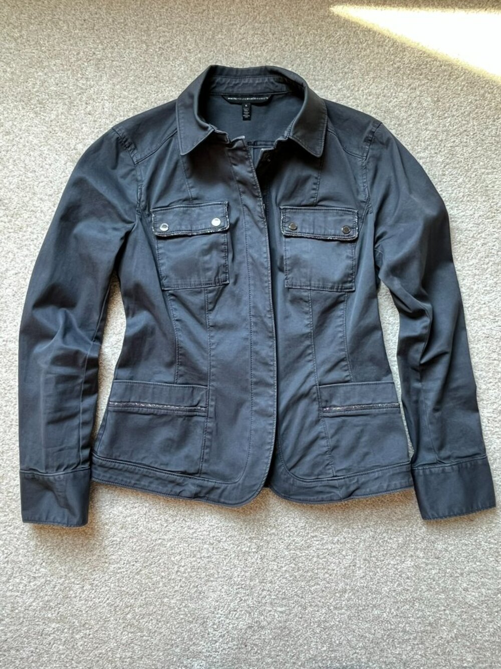 White House Black Market Gray Silver Trimmed Jacket - 6